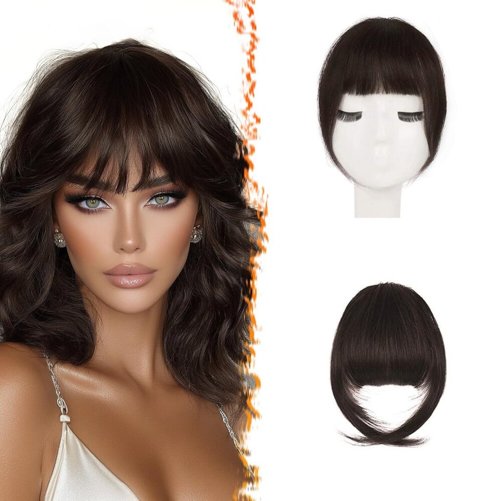 New BARSDAR Human Hair Clip in Bangs - Real Human Hair